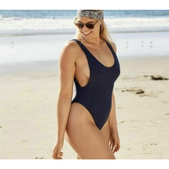 Aerie Other - Aerie Low Scoop Back High Leg Exposed Side One Piece Black Swimsuit medium